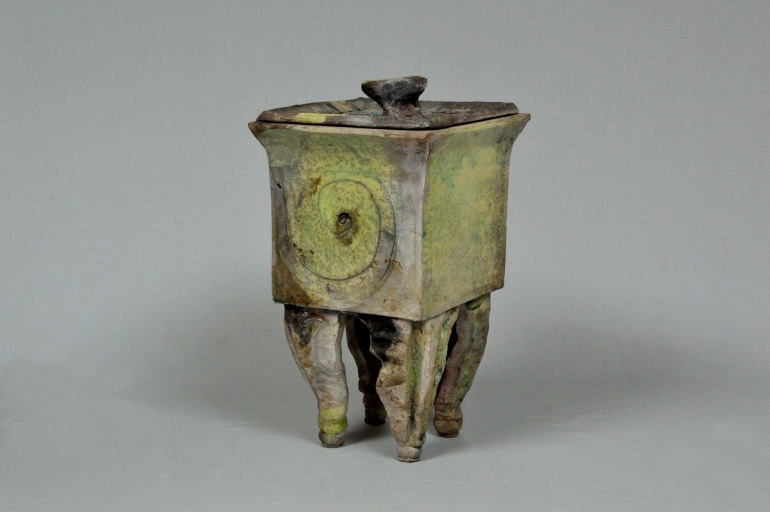 Cubo grande, cm 23x39x23, ceramica raku