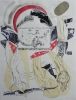 Pescatricidiperle, cm. 50x70, collage china e acquerello, 2009