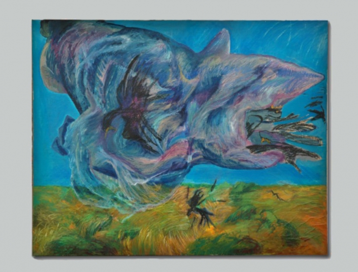 Il sogno di Van Gogh, cm. 150x 180, olio su carta telata, 1983